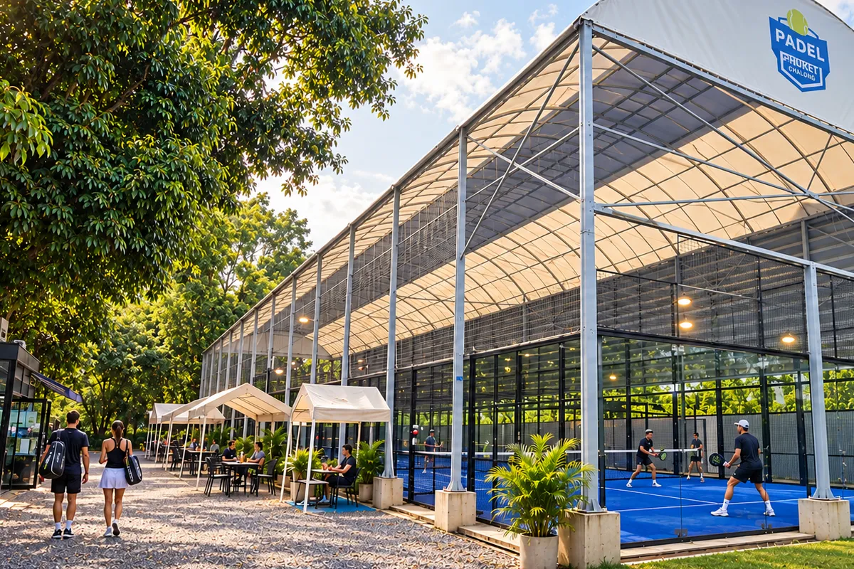 Architectural concept visualization of a covered padel venue